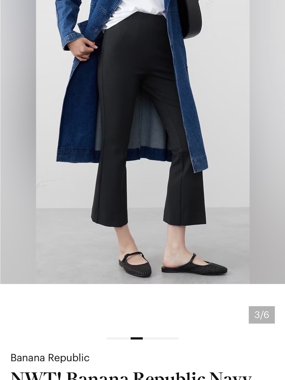 Banana Republic Navy Cropped pointe pull on Dress Pants